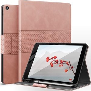 auaua iPad 10.2 Case with Pencil Holder iPad 9th 8th  7th Generation Case (Pink)